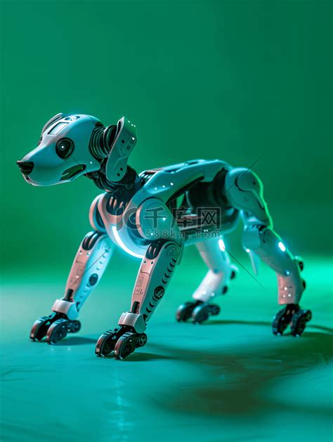 机器狗站在绿色地板上高清 …