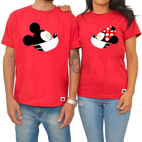 Kit Camiseta Casal Namorados Mickey E Minnie Mascara Elo