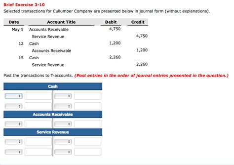 Solved Brief Exercise 3 10 Selected Transactions For Chegg