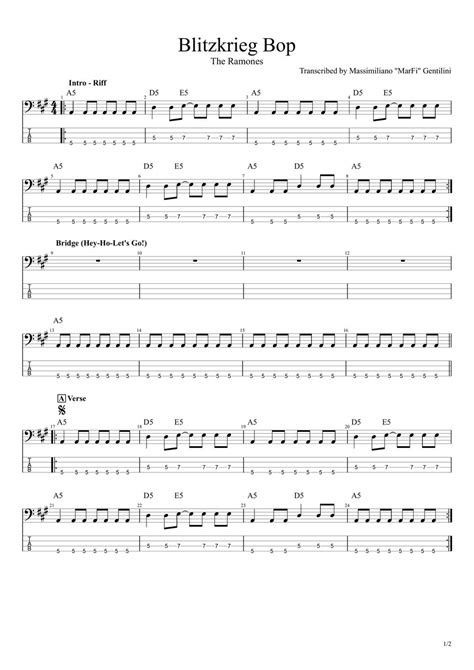 The Ramones Blitzkrieg Bop TAB By Massimiliano Gentilini