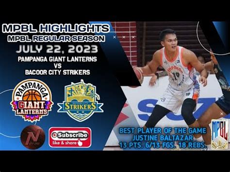 Mpbl Highlights Pampanga Giant Lanterns Vs Bacoor City Strikers July