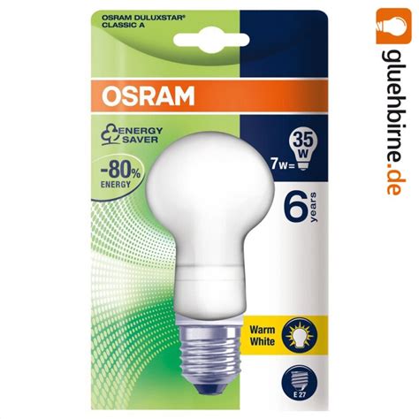 Osram Dulux Classic A 7W = 35W Warmweiß E27 Energiesparlampe Sparlamp