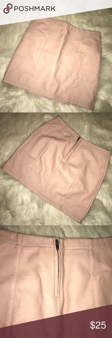 Nude Leather Mini Skirt