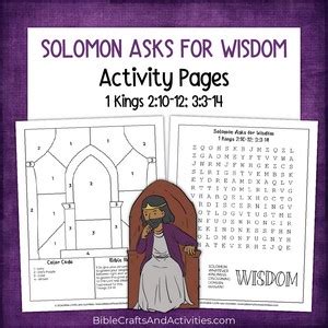 Solomon Asks for Wisdom Activity Pages - Bible Crafts Shop