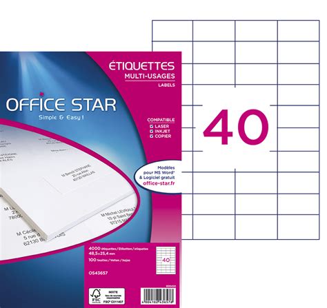 Office Star Tiquettes Multi Usages Blanches X Mm