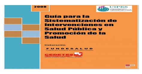 Guia Para La Sistematizacion De Intervenciones En Salud Publica Y