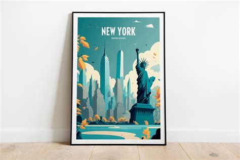 New York Poster Statue Of Liberty New York Travel New York Skyline Nyc Print Nyc Poster New York