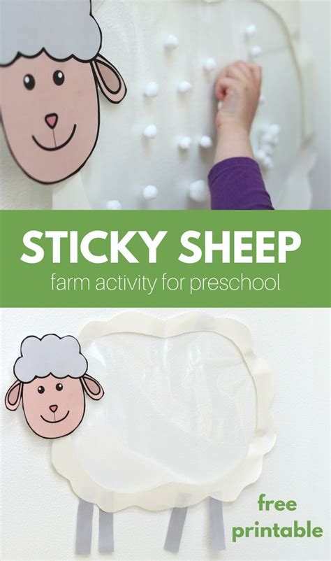 Sticky Sheep Farm Activity for Preschool and Free Printable | Farm ...