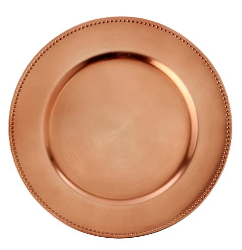 Case Of 24 Beaded Edge Plastic Charger Plate 13 Rose Gold