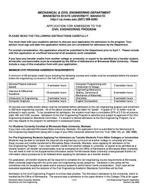 Fillable Online Cset Mnsu MECHANICAL CIVIL ENGINEERING DEPARTMENT