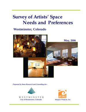 Fillable Online Ci Westminster Co Survey Of Artists Space Needs And