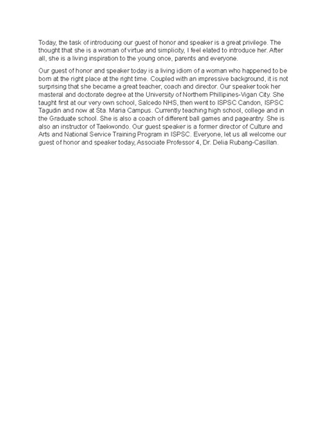 Introduction To A Guest Speaker Sample 4