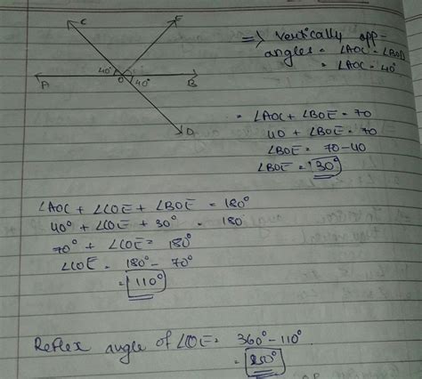 In This Figure Lines Ab And Cd Intersect At O If Angle Aoc Boe 70