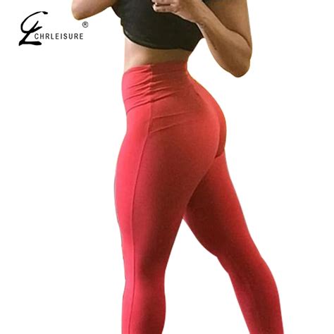 Chrleisure Sexy Push Up Fitness Leggings Solid Color High Waist Women