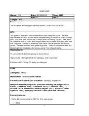 SU NSG W SOAP Manders A Doc SOAP NOTE Name C H Date Age Time Sex