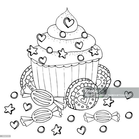 halaman mewarnai  kue cupcake permen  makanan penutup lainnya