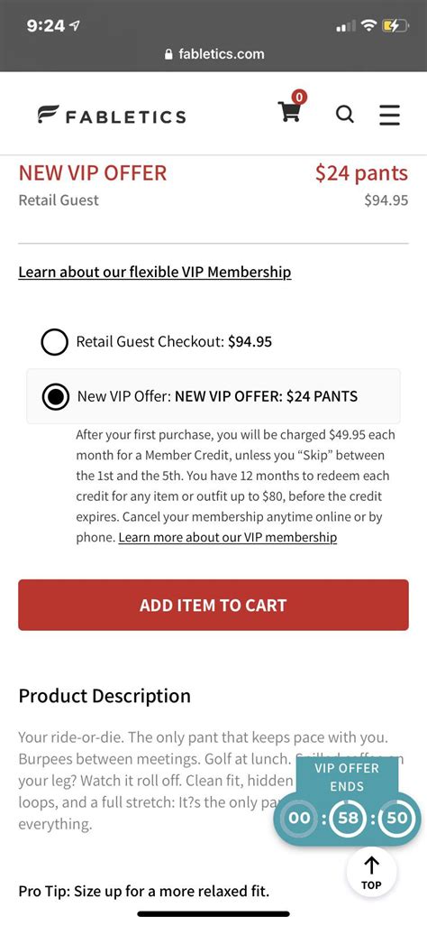 Fabletics offering a ‘VIP Offer’ (that charges you $50/month ...