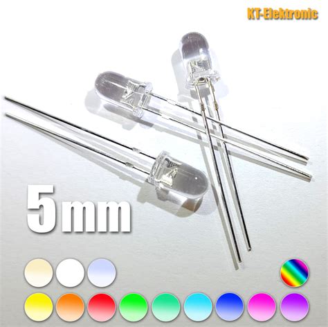 LED 5mm Standard Bauform Verschiedene Farben