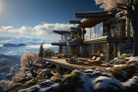 Premium Ai Image A Residential Complex On The Slopes Of The Alps