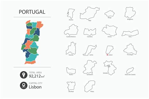 mapa de portugal con mapa detallado del país elementos del mapa de