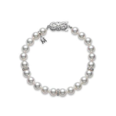 Mikimoto Akoya Cultured Pearl And Diamond Bracelet Clasp Pdl75107wg613 Zadok Jewelers