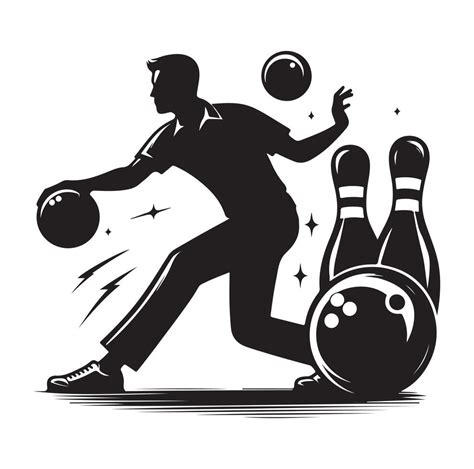 Bowling Player Silhouette A Male Bowler Black Clipart 46035431 Vector