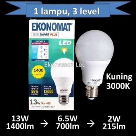 Jual Lampu LED Ekonomat Smart 13W 3 LEVEL Kuning Dim Dimmer Scene