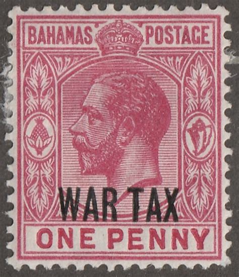 Bahamas Stamp Scott Mr Mint Hinged One Penny Rose Red War Tax