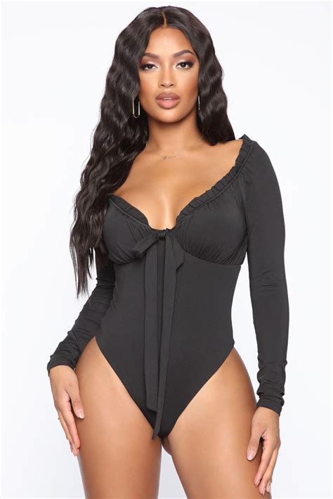 Love Me For The Day Long Sleeve Bodysuit Black Fashion Nova Bodysuits Fashion Nova