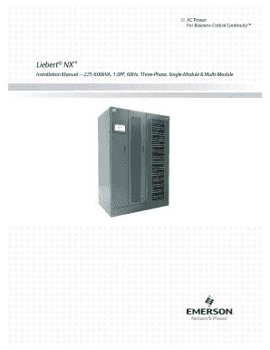 Fillable Online Liebert Nx Jantech Services Uninterruptible Power Fax