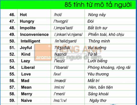 tinh tu tieng anh mo ta nguoi thong dung nhat