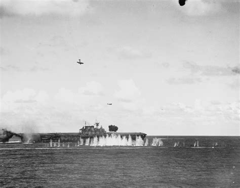 An Aichi D3a1 Dives Shortly Before Crashing Into Uss Hornet A Nakajima