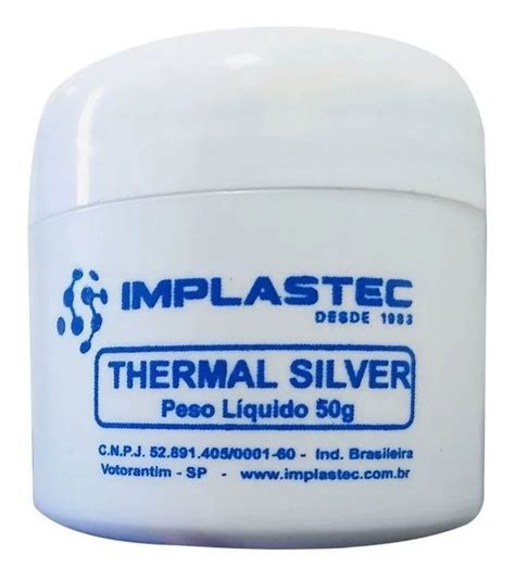 Pasta Térmica Implastec Thermal Silver Prata 50g Pote Comtek