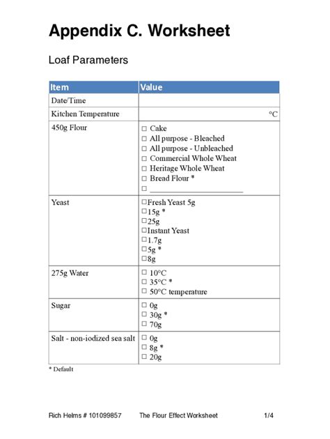 Fillable Online Bread Worksheets Pages Fax Email Print Pdffiller