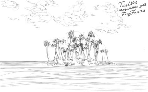 How To Draw An Island Step By Step 4 Рисунки Острые карандаши Пейзажи