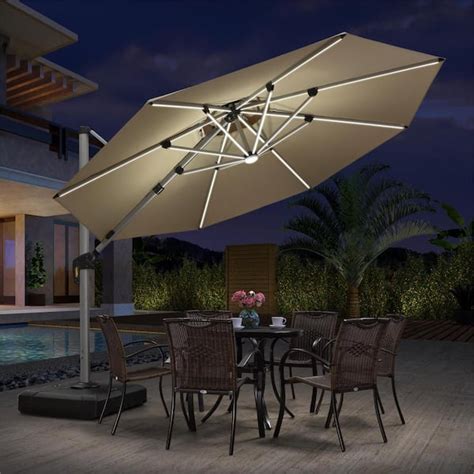 Purple Leaf Ft Octagon Aluminum Solar Powered Led Patio Cantilever