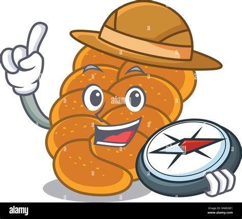 Explorer Challah Mascot Cartoon Style Stock Vector Image Art Alamy