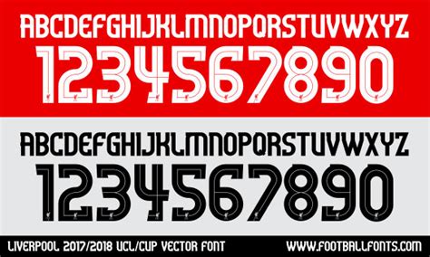 Liverpool 2017-2018 Font (TTF & Vector) – Football Fonts