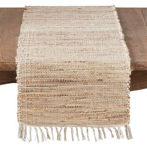 Jute Table Runner With Chindi Design In 2020 Dining Room Table Runner