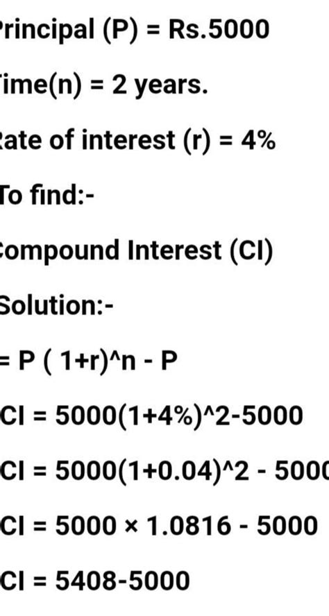 The Compound Interest On Rs 5000 At 4 Per Annum For 2 Years Compounded 15260 Hot Sex Picture