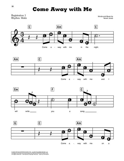 Norah Jones Come Away With Me Sheet Music And Printable Pdf Music Notes Norah Jones Sheet