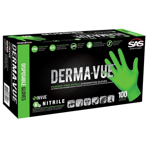 SAS Safety Raven Derma Vue Neon Green Powder Free Exam Grade Nitrile