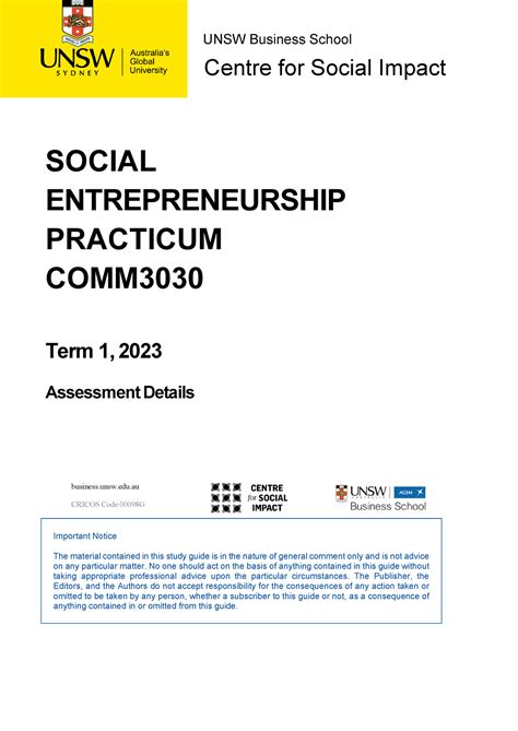 Assessment Guide Unsw Business School Centre For Social Impact Social