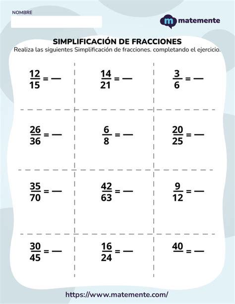 Ejercicios De Simplificaci N De Fracciones En Pdf