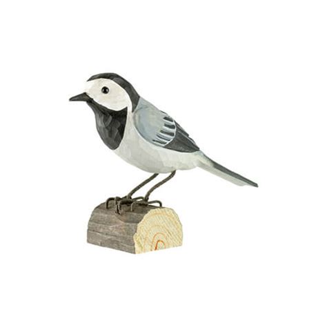 Decobird Wagtail Hand Carved Wooden Birds Wildlife Garden