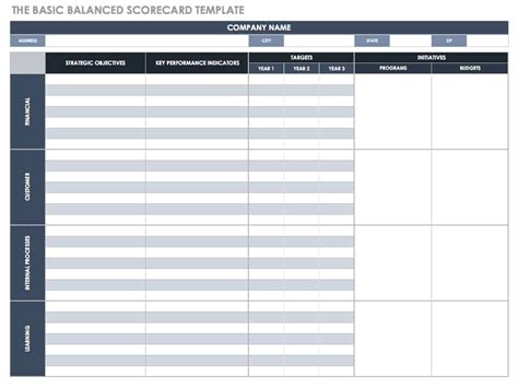 Excel Scorecard Template