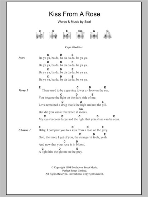 Kiss From A Rose by Seal - Guitar Chords/Lyrics - Guitar Instructor