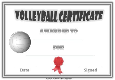 Free Volleyball Certificate Templates - Customize Online