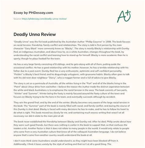 Deadly Unna Review - PHDessay.com