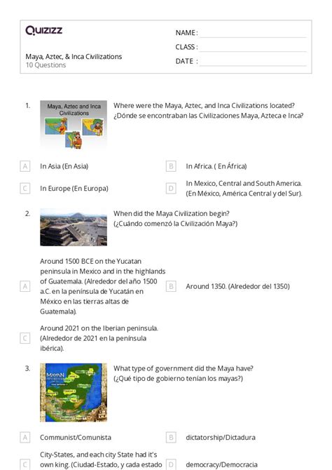 50 Inca Civilization Worksheets On Quizizz Free Printable